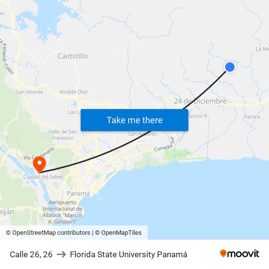 Calle 26, 26 to Florida State University Panamá map