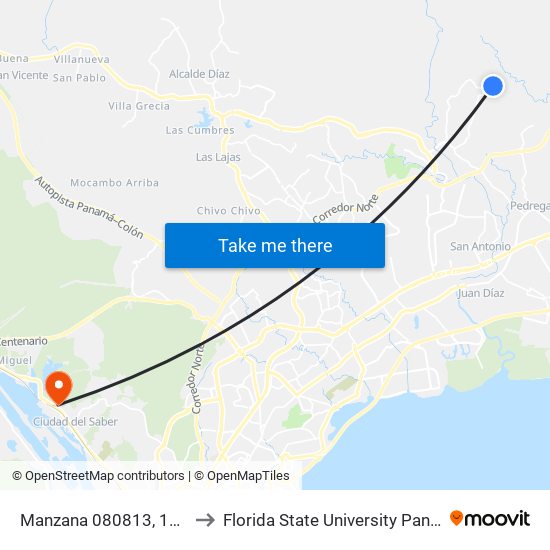 Manzana 080813, 14-15 to Florida State University Panamá map