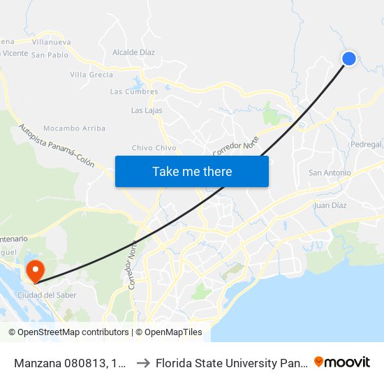 Manzana 080813, 11-11 to Florida State University Panamá map