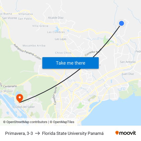 Primavera, 3-3 to Florida State University Panamá map