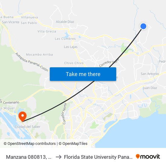 Manzana 080813, 3-8 to Florida State University Panamá map