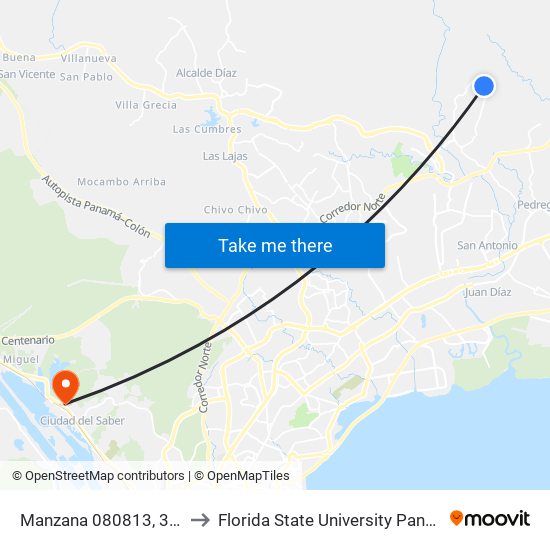 Manzana 080813, 3-13 to Florida State University Panamá map