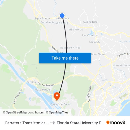 Carretera Transístmica, 3319 to Florida State University Panamá map