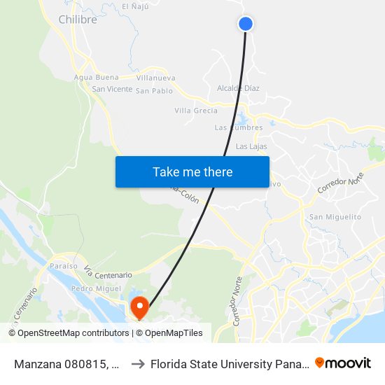 Manzana 080815, 256 to Florida State University Panamá map