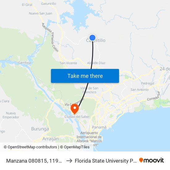 Manzana 080815, 119514-02 to Florida State University Panamá map