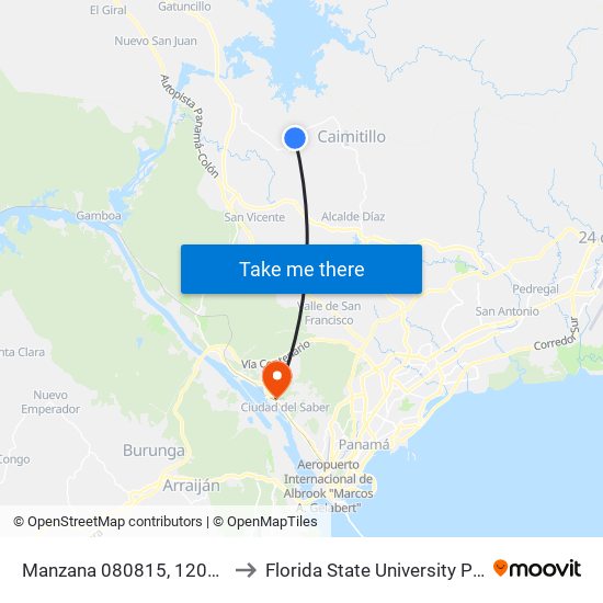 Manzana 080815, 120646-04 to Florida State University Panamá map