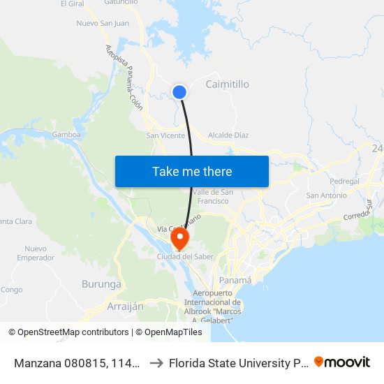 Manzana 080815, 114980-02 to Florida State University Panamá map