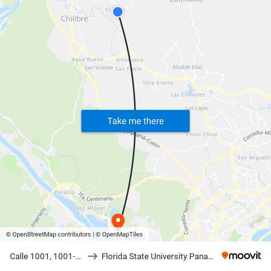 Calle 1001, 1001-70 to Florida State University Panamá map