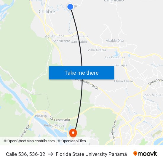 Calle 536, 536-02 to Florida State University Panamá map