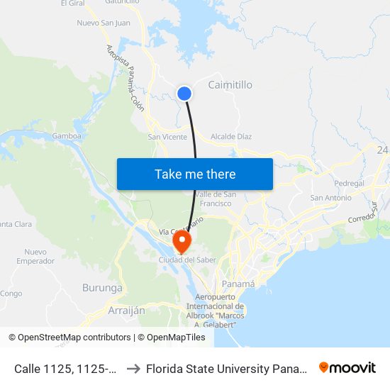 Calle 1125, 1125-03 to Florida State University Panamá map