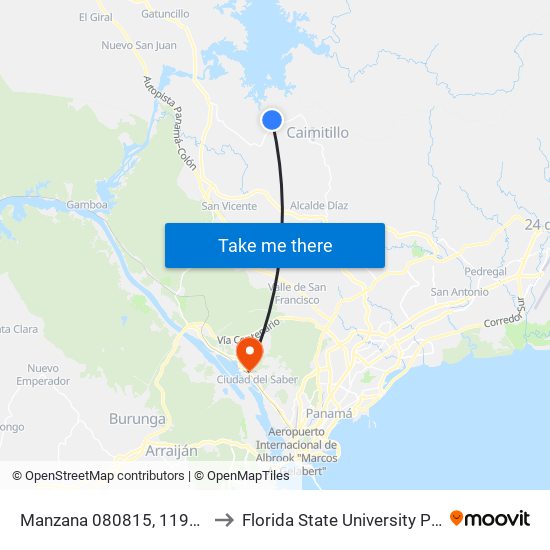 Manzana 080815, 119240-72 to Florida State University Panamá map