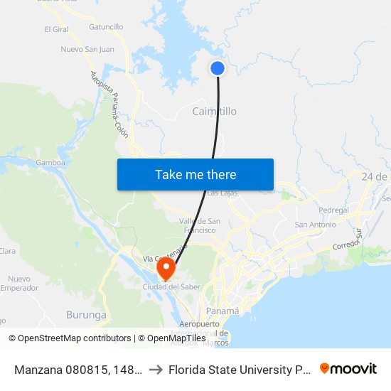 Manzana 080815, 148364-4 to Florida State University Panamá map