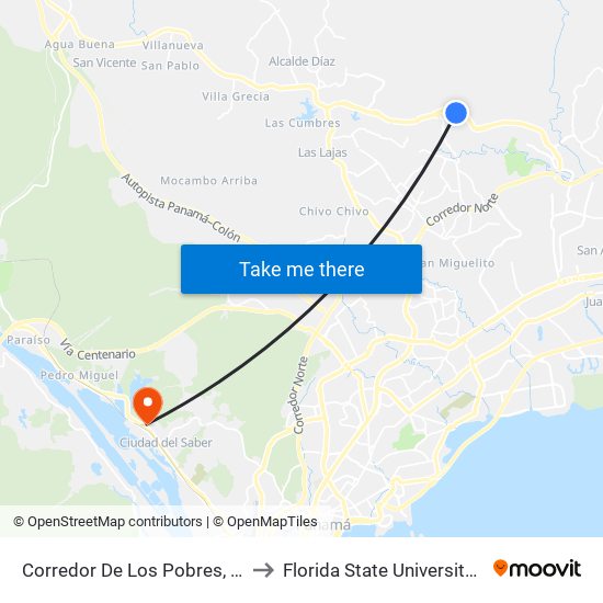 Corredor De Los Pobres, 138130-3 to Florida State University Panamá map