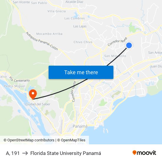 A, 191 to Florida State University Panamá map