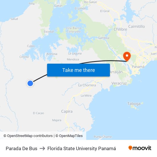 Parada De Bus to Florida State University Panamá map