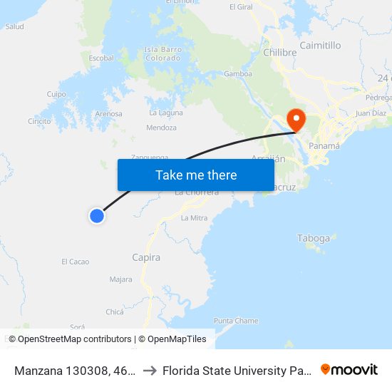 Manzana 130308, 46-117 to Florida State University Panamá map