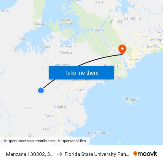 Manzana 130302, 3-19 to Florida State University Panamá map