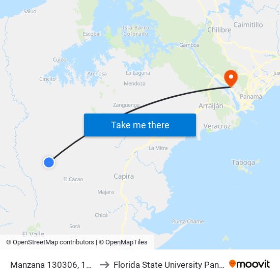 Manzana 130306, 19-28 to Florida State University Panamá map