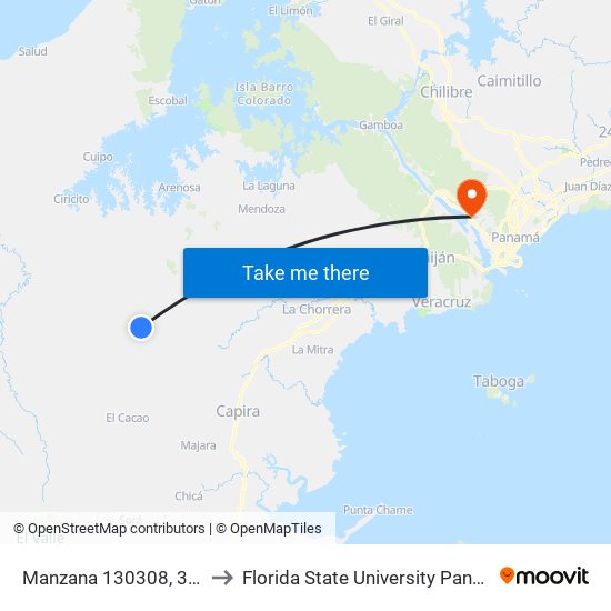 Manzana 130308, 38-1 to Florida State University Panamá map