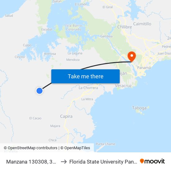 Manzana 130308, 38-14 to Florida State University Panamá map