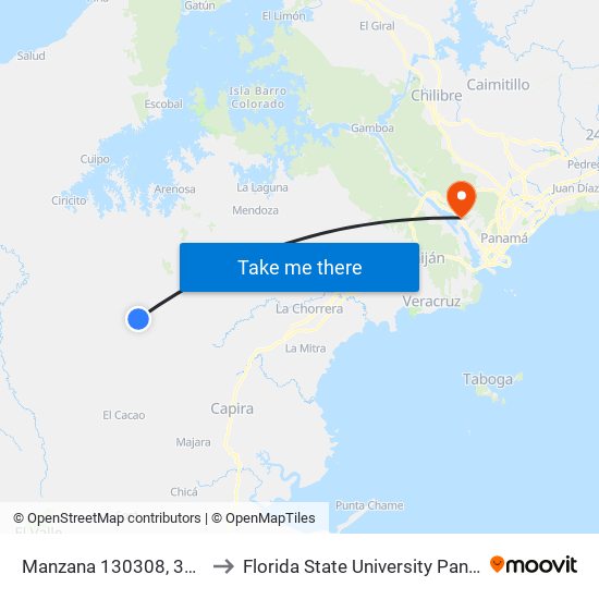 Manzana 130308, 38-15 to Florida State University Panamá map