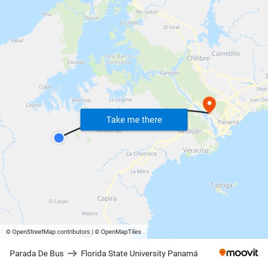 Parada De Bus to Florida State University Panamá map