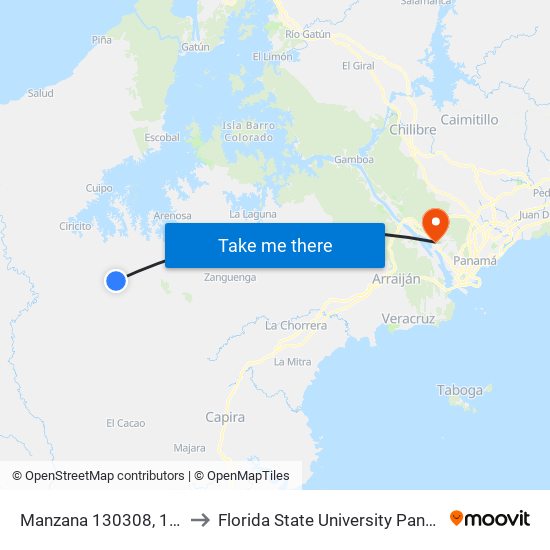 Manzana 130308, 12-3 to Florida State University Panamá map