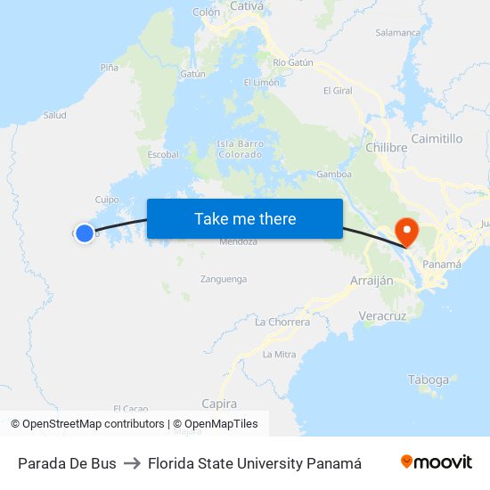 Parada De Bus to Florida State University Panamá map