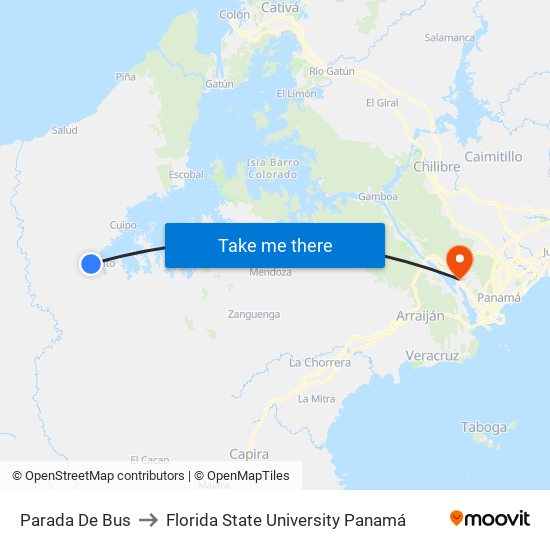 Parada De Bus to Florida State University Panamá map