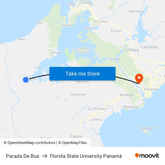 Parada De Bus to Florida State University Panamá map