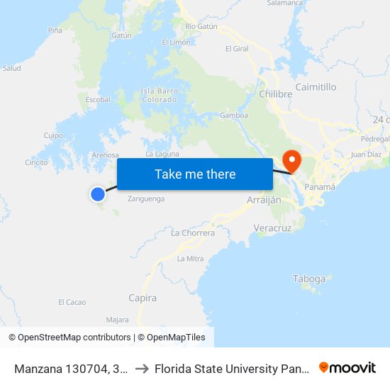 Manzana 130704, 3-13 to Florida State University Panamá map