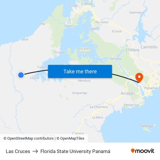 Las Cruces to Florida State University Panamá map