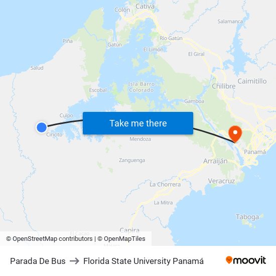 Parada De Bus to Florida State University Panamá map