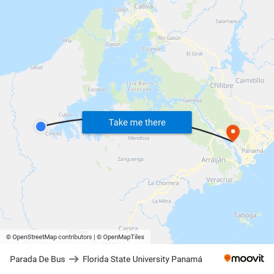 Parada De Bus to Florida State University Panamá map
