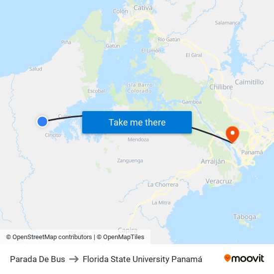 Parada De Bus to Florida State University Panamá map