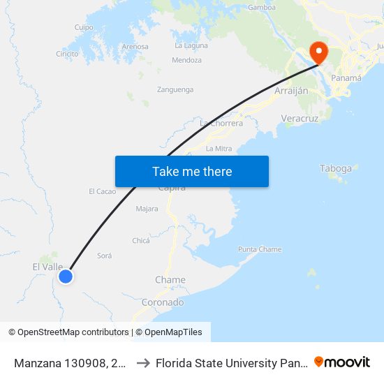 Manzana 130908, 21-11 to Florida State University Panamá map