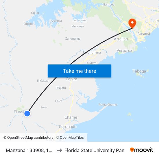 Manzana 130908, 12-27 to Florida State University Panamá map
