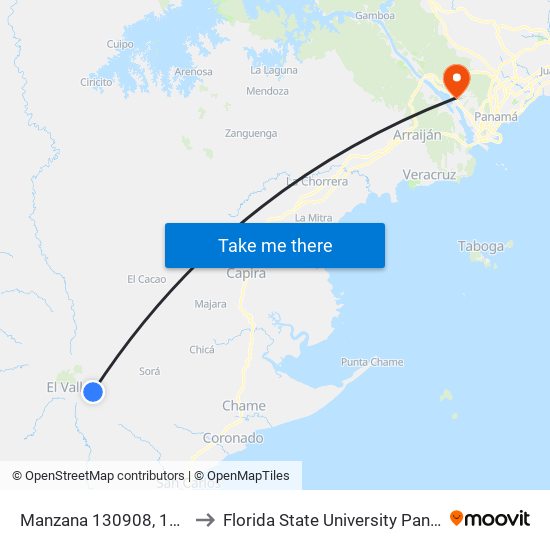 Manzana 130908, 12-27 to Florida State University Panamá map