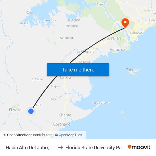 Hacia Alto Del Jobo, 14-94 to Florida State University Panamá map