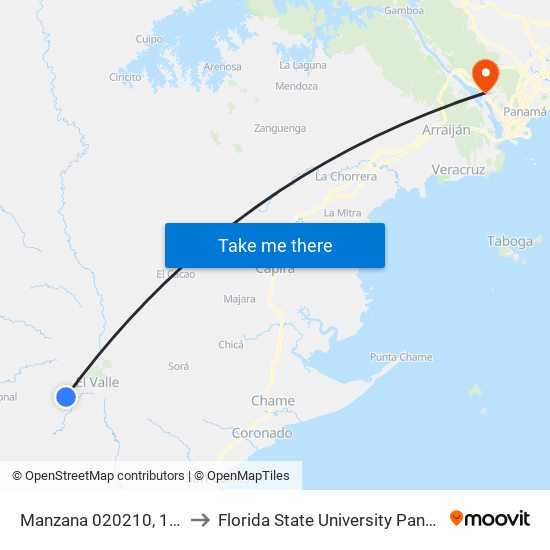 Manzana 020210, 1-15 to Florida State University Panamá map
