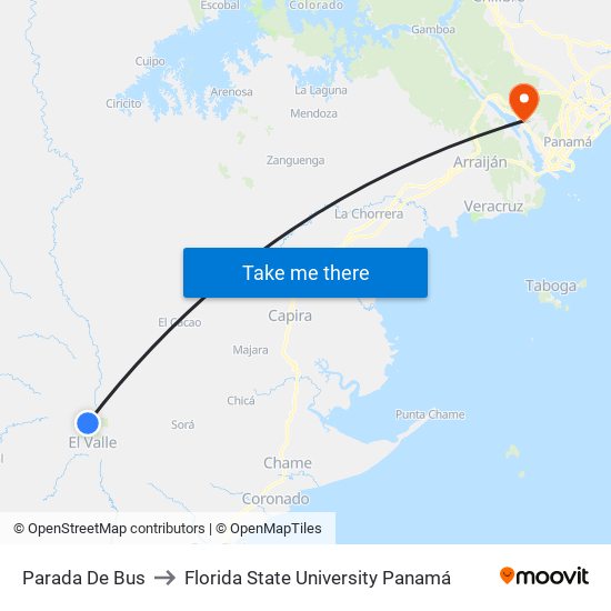 Parada De Bus to Florida State University Panamá map