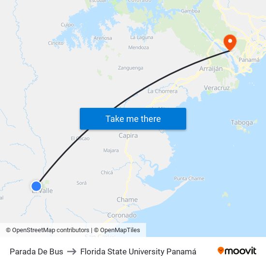 Parada De Bus to Florida State University Panamá map