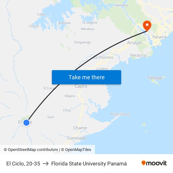 El Ciclo, 20-35 to Florida State University Panamá map