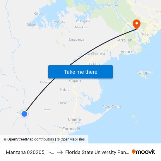 Manzana 020205, 1-174 to Florida State University Panamá map