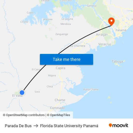 Parada De Bus to Florida State University Panamá map