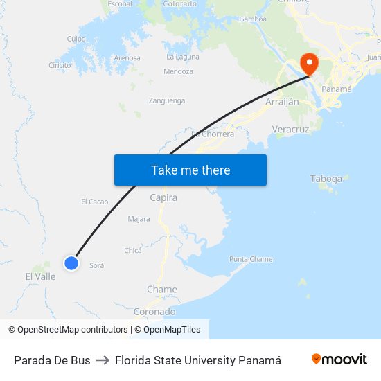 Parada De Bus to Florida State University Panamá map