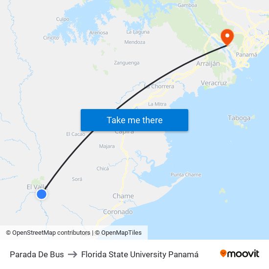 Parada De Bus to Florida State University Panamá map