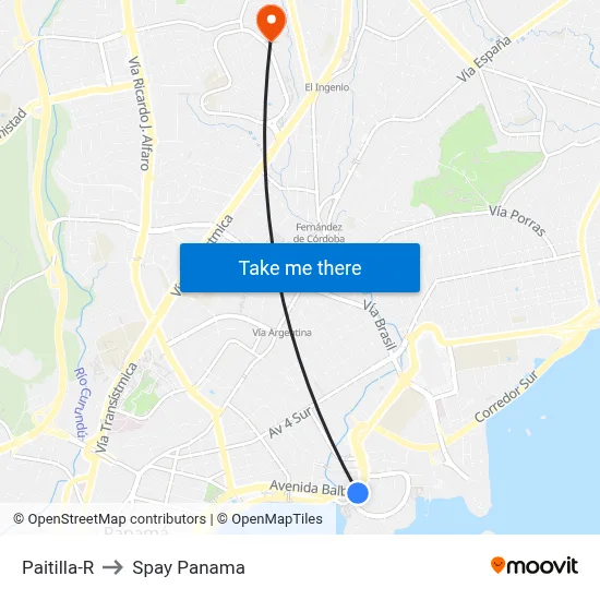 Paitilla-R to Spay Panama map