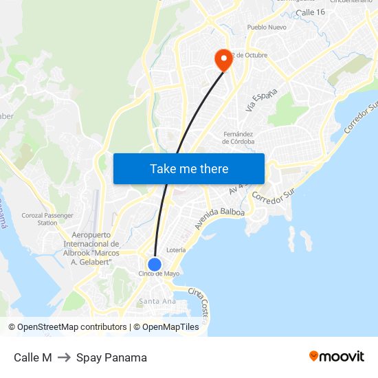 Calle M to Spay Panama map