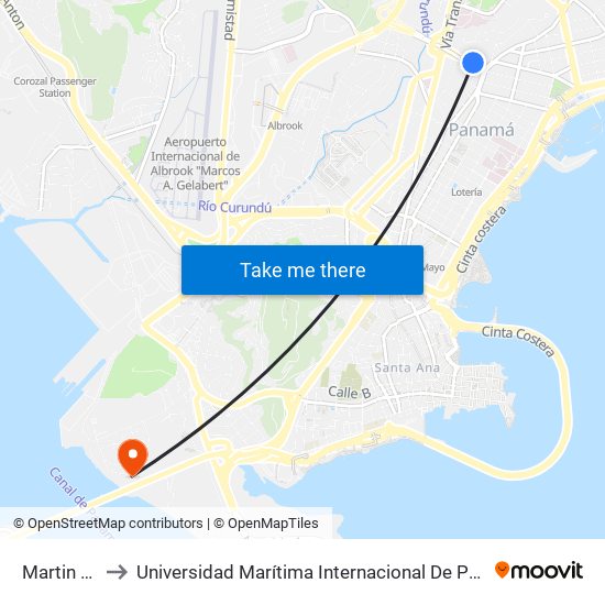 Martin Sosa-R to Universidad Marítima Internacional De Panamá (Umip) Edif. 1033 map